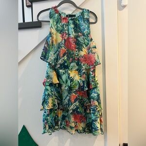 Leslie Fay Multicolor Floral Tiered Dress